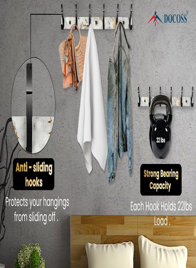 DOCOSS- Long Cloth Hangers for Wall Door/Hooks for Clothes Hanging Bathroom Cloth Hanger Wall Mounted for Hanging Clothes,Shirt,Towel (Pack of 1, White (Black Hooks) - Image 3